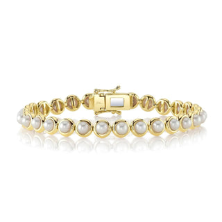 Shy Creation 14K Gold Cultured Pearl Station Bracelet