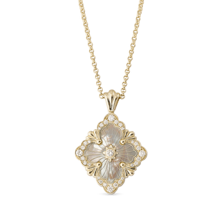 Buccellati 18K Gold Mother Of Pearl Pendant Necklace with Diamonds