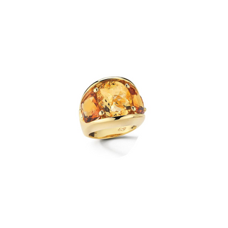 Seaman Schepps 18K Gold Citrines 3 Stone Ring