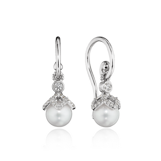 Verragio 18K White Gold Diamond Drop Earrings with Pearls