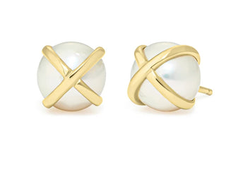 L. Klein 18K Gold Freshwater Pearl Stud Earrings