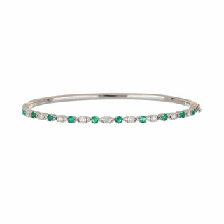 Tenenbaum Collection 18K Gold Emeralds Bangle Bracelet with Diamonds