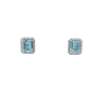 Tenenbaum Collection 18K White Gold Aquas Stud Earrings with Diamonds