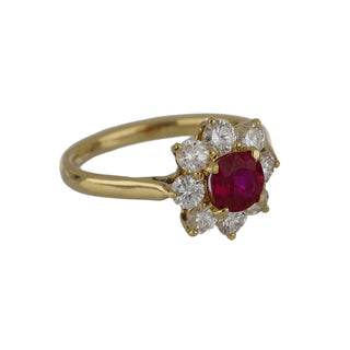 Tenenbaum Workshop 18K Gold Ruby Cluster Ring with Diamonds