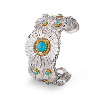 Buccellati White Silver Agates Cuff Bracelet with Diamonds