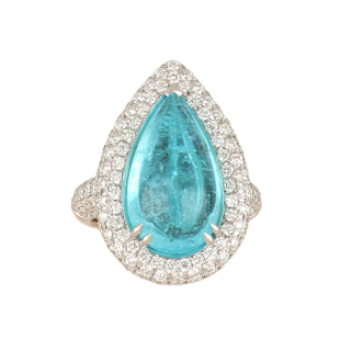 Alexander Laut 18K White Gold Diamonds Cocktail Ring with Paraiba Tourmaline