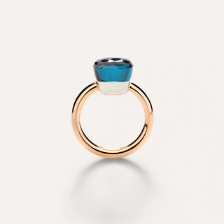 Pomellato 18K Rose Gold London Blue Topaz Nudo Classic Ring