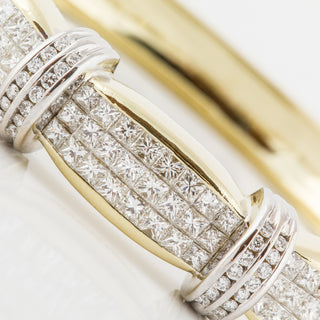 Vintage/Estate Two-Tone 18K Gold Diamonds Bangle Bracelet