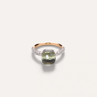 Pomellato Two-Tone 18K Gold Prasiolite Nudo Petit Ring with Diamonds