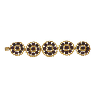 18K Gold Garnets Link Bracelet