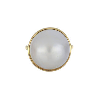 Vintage/Estate 18K Gold Cultured Pearl Dome Ring