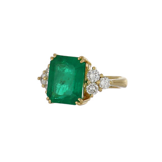 Vintage/Estate 18K Gold Emerald Cocktail Ring with Diamonds