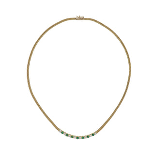 Vintage/Estate 18K Gold Emeralds Choker Necklace with Diamonds