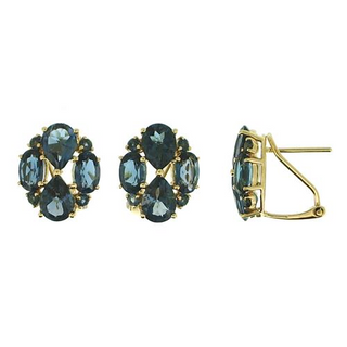 Tenenbaum Collection 14K Gold Blue Topazes Clip Earrings with Blue Topazes