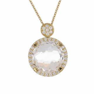 Lisa Nik 18K Gold Rock Crystal Pendant Necklace with Diamonds