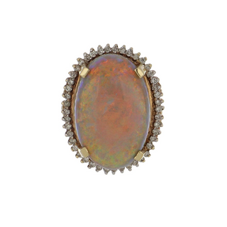 Vintage/Estate 14K Gold Opal Cluster/Halo Ring with Diamonds