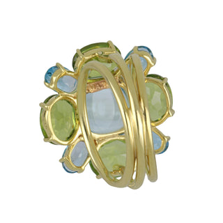 Mazza 14K Gold Blue Topaz Cluster/Halo Ring with Blue Topazes