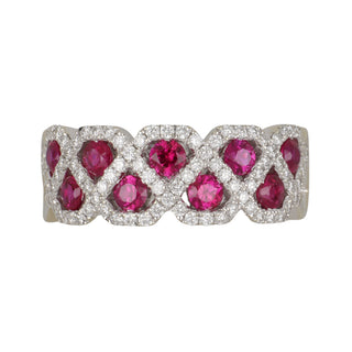 Estate Spark Creations 18K White Gold Ruby and Diamond Band