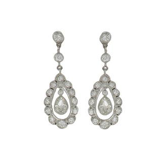 18K White Gold Diamonds Drop Earrings with Diamonds