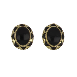 Elizabeth Gage 18K Gold Onyxes Clip Earrings