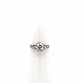 Edwardian 1.15 Carat Old European-Cut Diamond Solitaire with Side Stones Engagement Ring