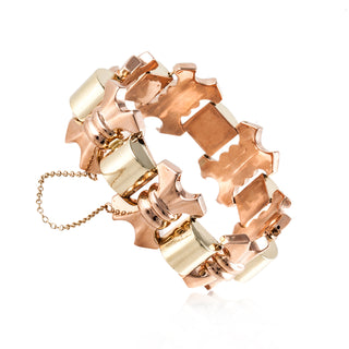 Retro Two-Tone 14K Gold Fancy Link Bracelet