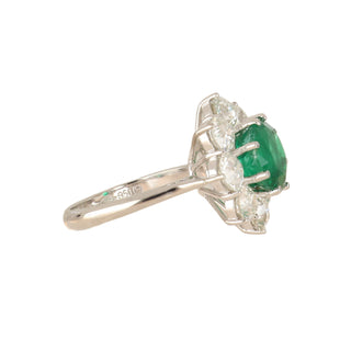 Platinum Emerald Cluster Ring with Diamonds