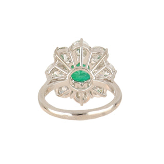 Platinum Emerald Cluster Ring with Diamonds