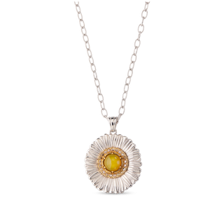 Buccellati Two-Tone Sterling Silver Diamonds Pendant Necklace with Agate