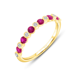 Tenenbaum Collection 14K Gold Rubies Cluster/Halo Ring with Diamonds