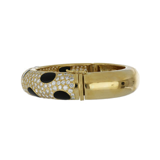 Estate 18K Gold Diamonds Bangle Bracelet with Onyx