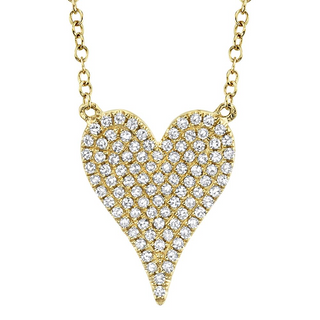 Shy Creation 14K Gold Pavé Diamond Heart Pendant Necklace