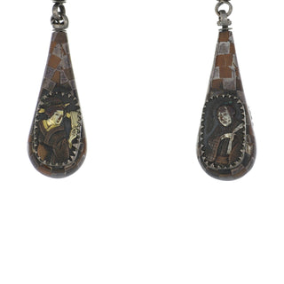 Victorian Shakudo Torpedo Drop Earrings