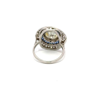 Vintage/Estate White Platinum Diamond Target Ring with Diamonds