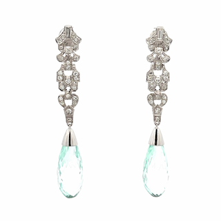 Tenenbaum Workshop White Platinum Aquas Multi Drop Earrings with Diamonds