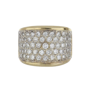 1990s Two-Tone 14K Gold Round Brilliant-Cut Diamonds Half Band