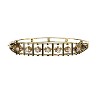 Victorian Revival 14K Gold Diamond Bangle Bracelet