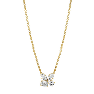 Michael M 18K Gold Various Shapes Cut Diamond Pendant Necklace