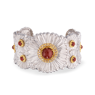 Buccellati Sterling Silver Daisy Cuff Bracelet in red Jasper