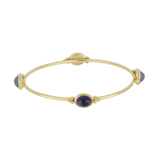 Mazza 14K Gold Chalcedony and Iolite Station Bangle