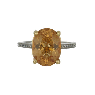 Estate Ritani 18K Gold Hessonite Garnet Ring with Diamonds