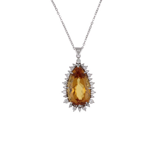 H. Stern 18K White Gold Topaz Pendant Necklace with Diamonds