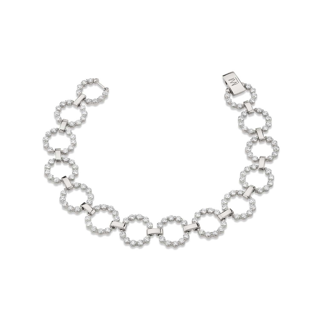 Michael M White 14K Gold Round Cut Diamond Link Bracelet