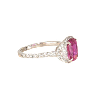 Estate 18K White Gold AGL 2.40 Carat Pink Ceylon Sapphire and Diamond Ring