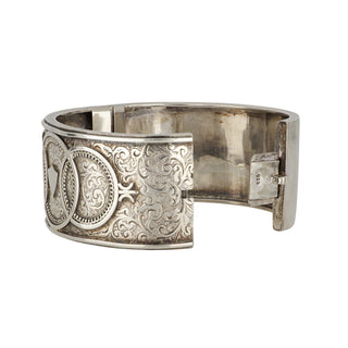 Victorian Sterling Silver Foliate Bangle