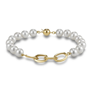 Mastoloni 14K Gold Freshwater Pearl Strand Bracelet with Gold Links