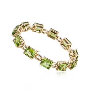 Signed 18K Gold Peridot Link Bracelet