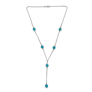 Vintage/Estate 18K White Gold Turquoises Lariat Necklace