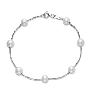 Mastoloni White 14K Gold Freshwater Pearl Chain Bracelet