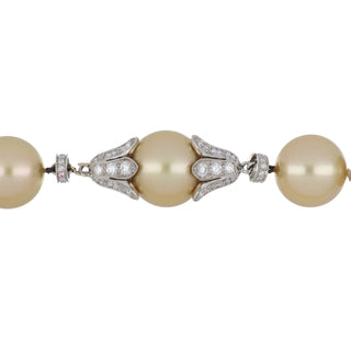 Tiffany & Co. 18K White Gold South Sea Pearl Bead Necklace with Diamonds